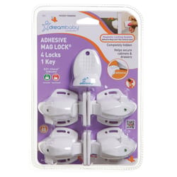 Dreambaby Adhesive Mag Lock White Plastic Adhesive Magnetic Cabinet Locks 5 pk