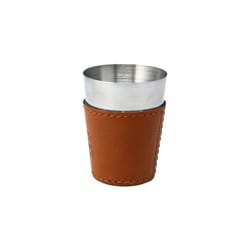 Pavilion Man Out 2 oz Brown/Silver Leather/Stainless Steel Shot Glass