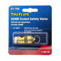 Tru-Flate Brass Safety Valve 1/4 in. Male 1 pc