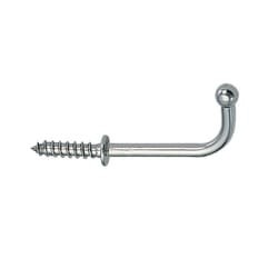 Sugatsune Large Polished Silver Stainless Steel Screw Hook 15.4 lb 10 pk