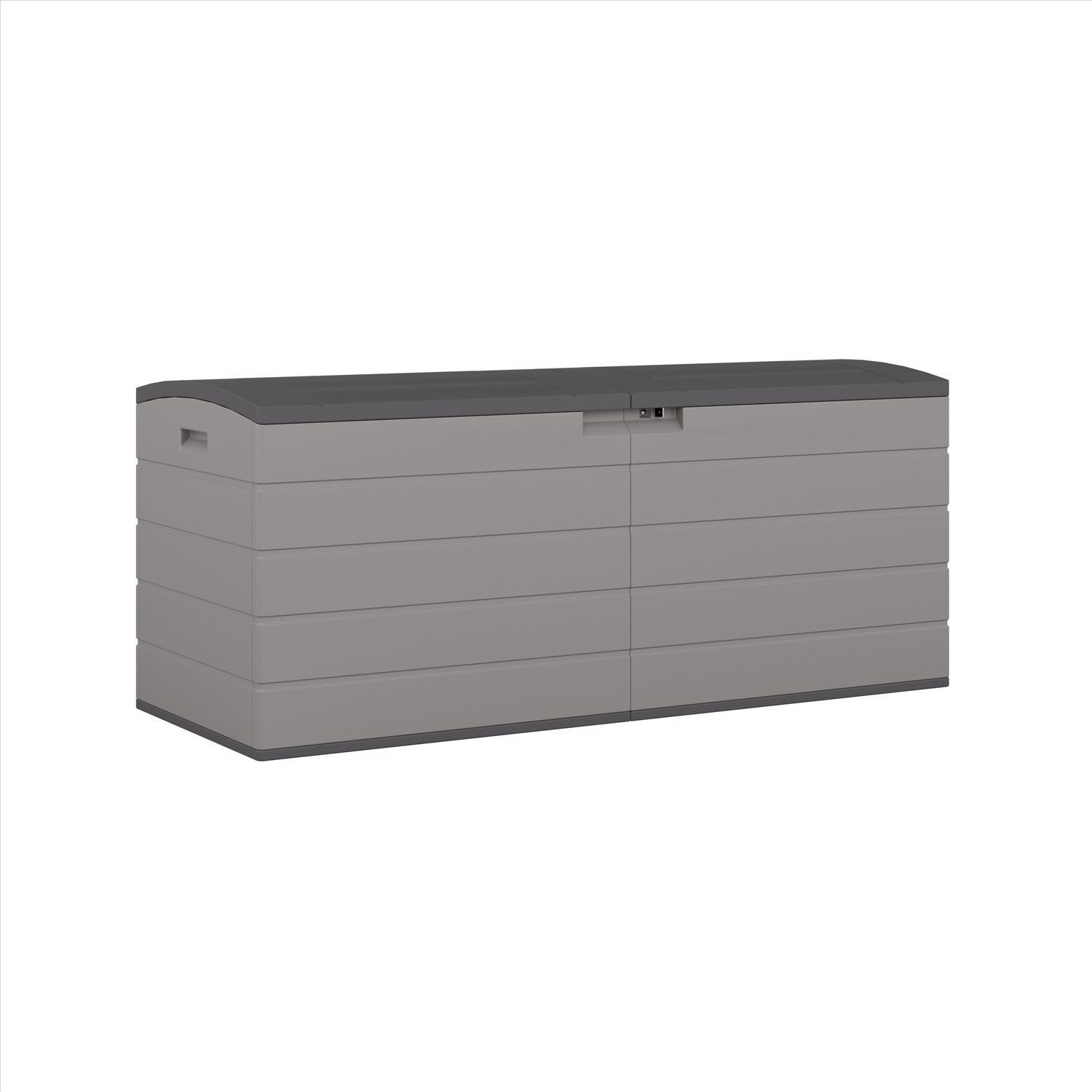 Suncast 58 in. W X 32 in. D Gray Plastic Deck Box 200 gal Suncast 58 in. W X 32 in. D Gray Plastic Deck Box 200 gal