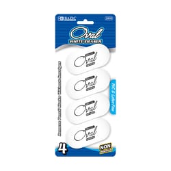 Bazic Products White Oval Pencil Erasers 4 pk