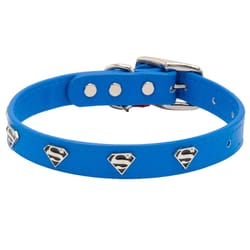 Buckle-Down DC Comics Blue Superman Leather Dog Collar Medium