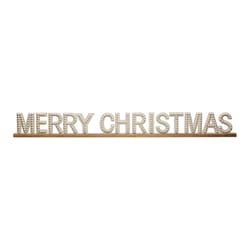 Creative Co-op Natural/White Hobnail Merry Christmas Sign 6 in.