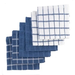 Ritz Federal Blue Cotton Check/Solid Dish Cloth 6 pk