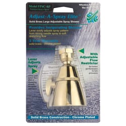 Whedon Flow Pro Polished Brass adjustable settings Showerhead 2.5 gpm