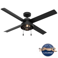 Hunter Spring Mill 52 in. Matte Black LED Indoor and Outdoor Ceiling Fan
