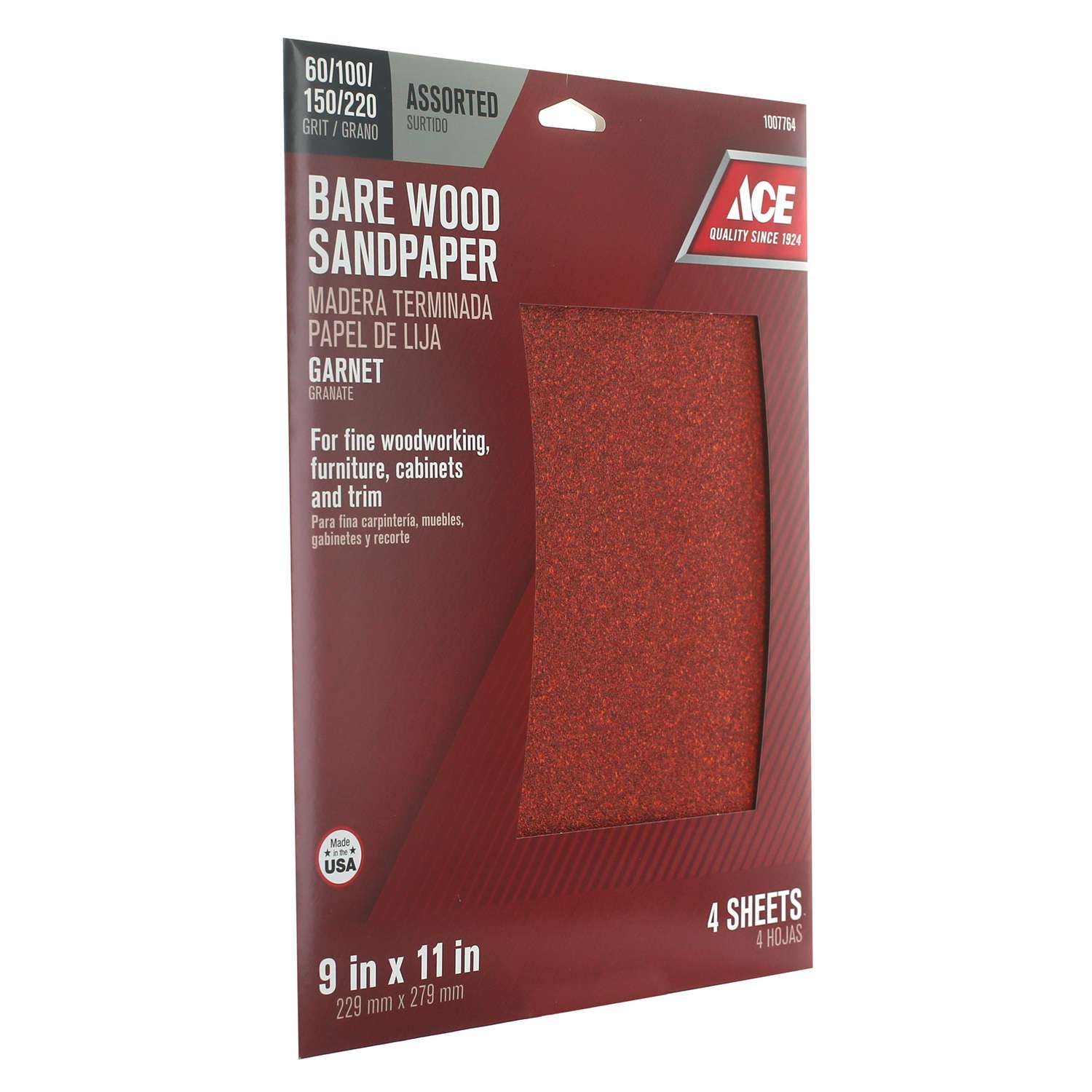 Ace 11 in. L X 9 in. W Assorted Grit Aluminum Oxide Sandpaper 4 pk