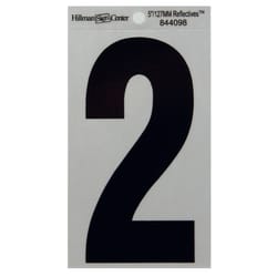 HILLMAN 5 in. Reflective Black Vinyl  Self-Adhesive Number 2 1 pc