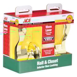 Ace Wave Polished Brass Passage Lever Right or Left Handed