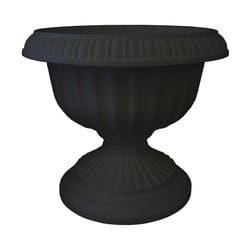 Bloem 14.8 in. H X 17.8 in. D Plastic Grecian Urn Flower Pot Black