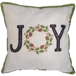 Celebrations Home Multicolored Fireside Joy Wreath Print Pillow Indoor Christmas Decor 16 in.
