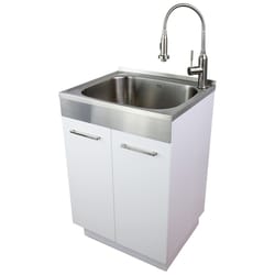 Transolid 23.6 in. W X 19.7 in. D Freestanding Stainless Steel Laundry Sink with Cabinet