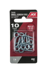 Ace 1/8 in. D X 1 in. L Zinc-Plated Steel Screw Eye 40 lb. cap. 10 pk