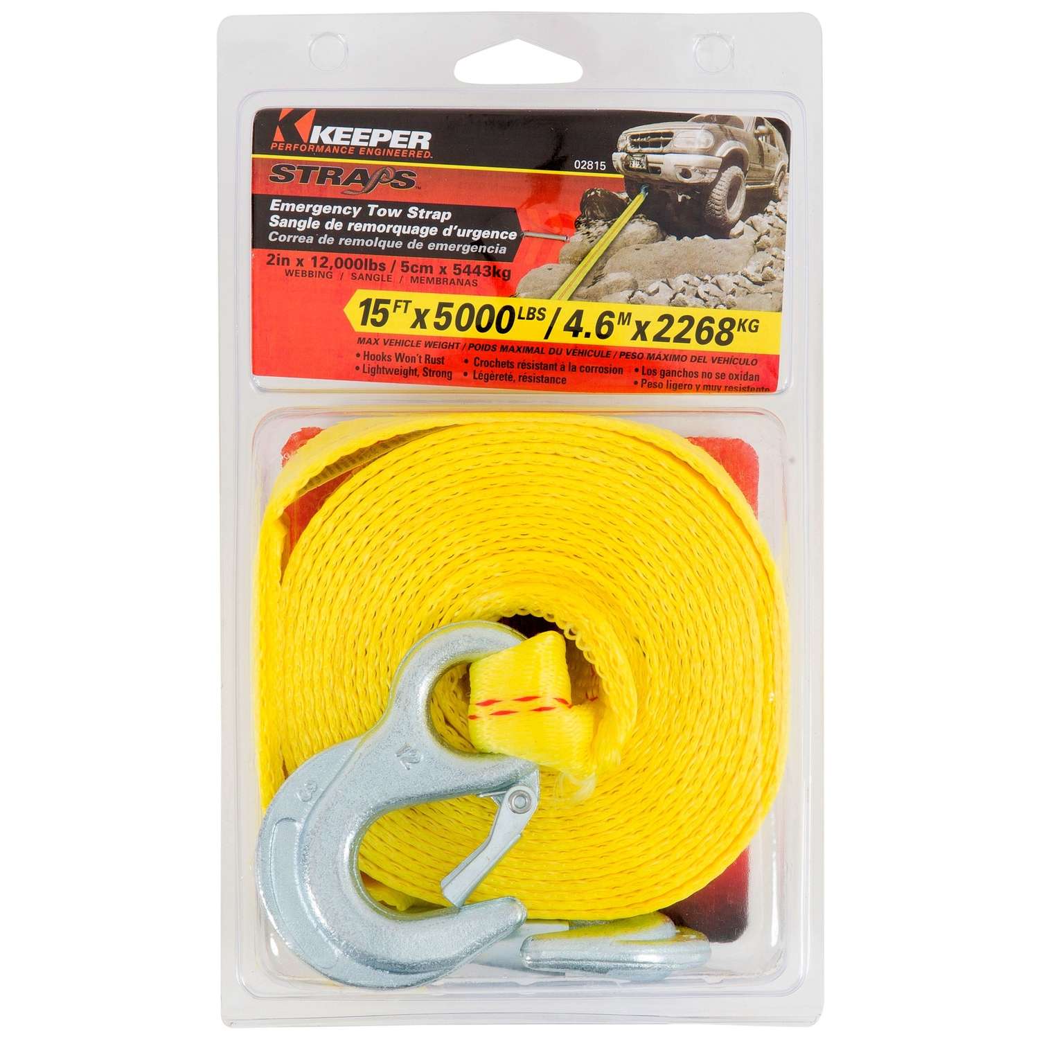 Keeper Performance Engineered 2 in. Tow Rope with Hooks Ace Hardware