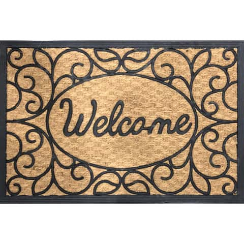 Grassworx Wrought Iron 36 in. L x 24 in. W Brown Nonslip Door Mat