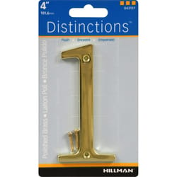 Hillman Distinctions 4 in. Gold Zinc Die-Cast Screw-On Number 1 1 pc