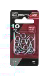 Ace 7/64 in. D X 3/4 in. L Zinc-Plated Steel Screw Eye 40 lb. cap. 10 pk