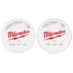 Milwaukee 12 in. D X 1 in. Tungsten Carbide Circular Saw Blade 44&80 teeth 2 pk