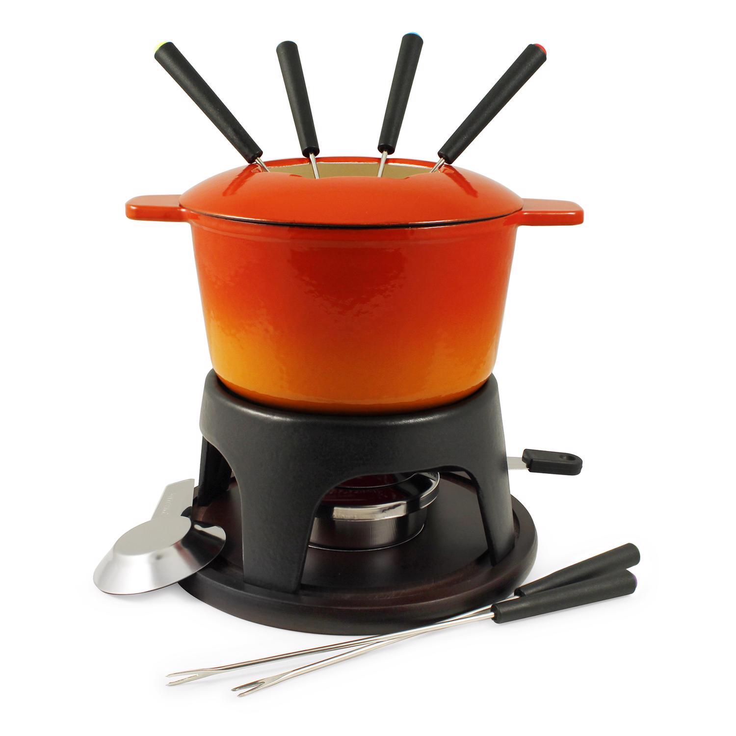 Gloss Swissmar Sierra Orange 1.6 qt Cast Iron Fondue Set Sansujyuku sansujyuku.com