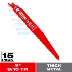 Diablo 9 in. Bi-Metal Reciprocating Saw Blade 8/10 TPI 15 pk