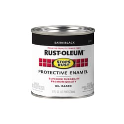 Rust-Oleum Stops Rust Indoor and Outdoor Satin Black Oil-Based Enamel Protective Paint 0.5 pt