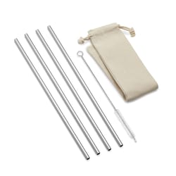 Outset Silver Stainless Steel Drinking Straws