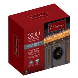 Celebrations Incandescent Mini Clear 300 ct Icicle Christmas Lights 17 ft.