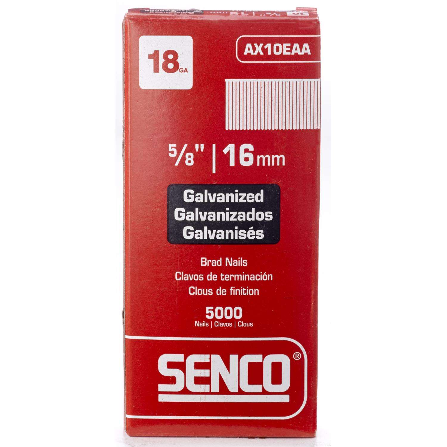 Senco 18 Ga. X 5/8 in. L Galvanized Steel Brad Nails 5000 pk Senco 18 Ga. X 5/8 in. L Galvanized Steel Brad Nails 5000 pk