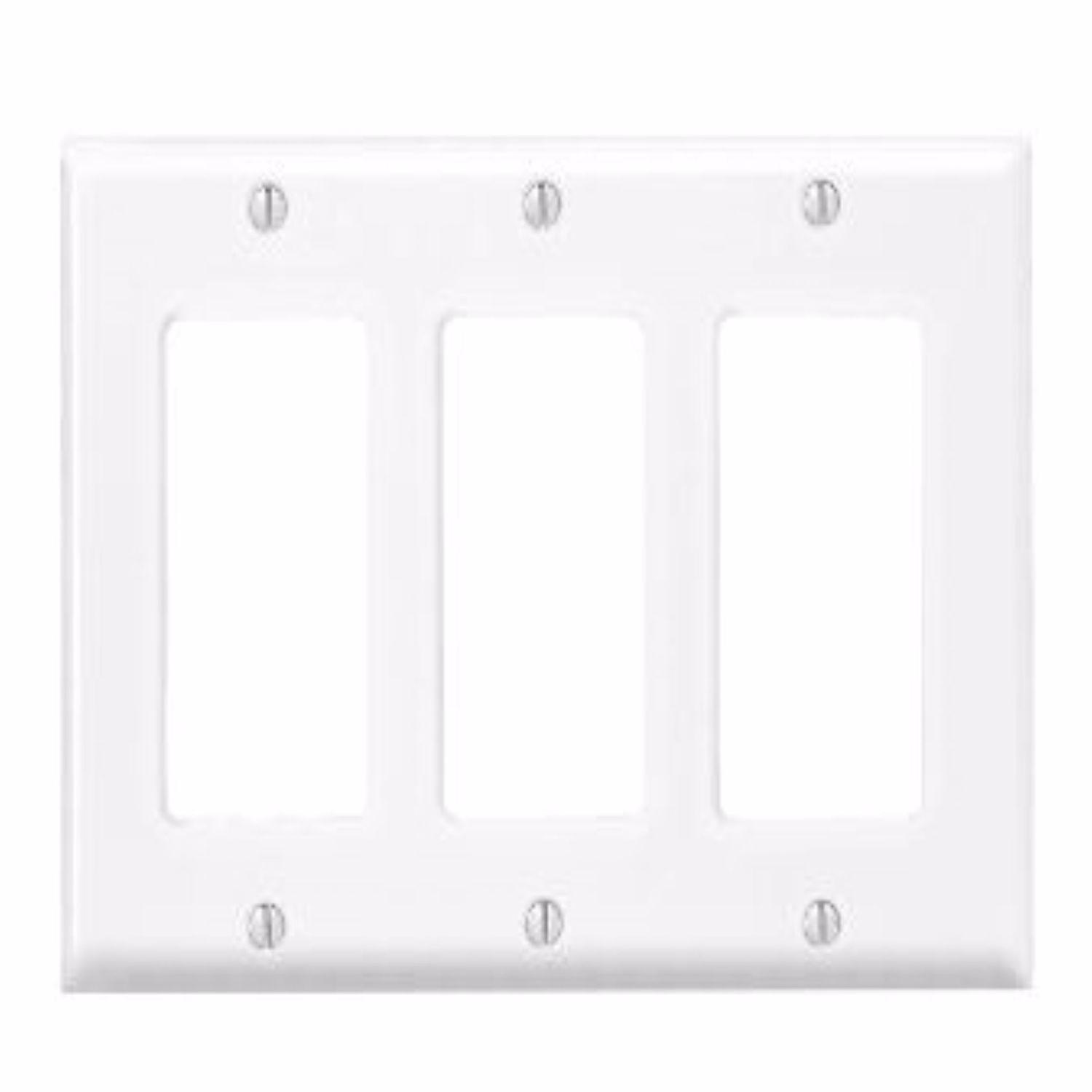 Leviton Antimicrobial Powder Coated White 3 gang Thermoset Plastic Decora Wall Plate 1 pk