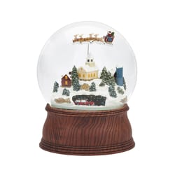 Roman Glitter Dome LED Multicolored Santa and Sleigh Table Decor 7.87 in.