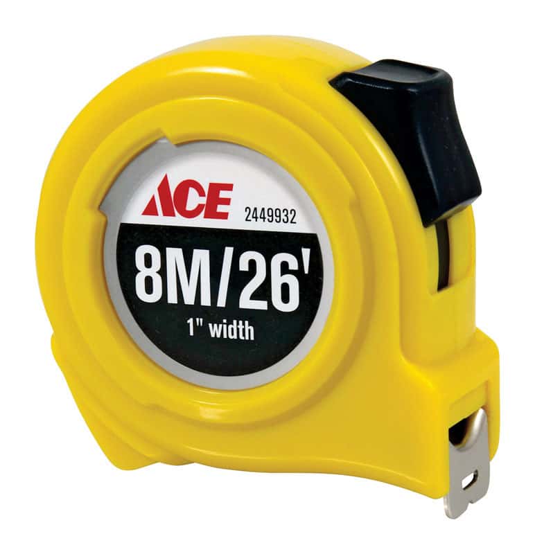 Ace 26 ft. L x 1 in. W Metric Tape Measure Yellow 1 pk Ace Hardware