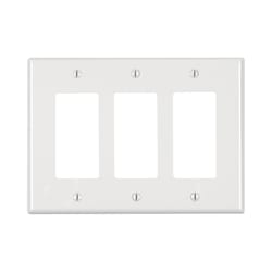 Leviton White 3 gang Thermoplastic Nylon Decorator Wall Plate 1 pk