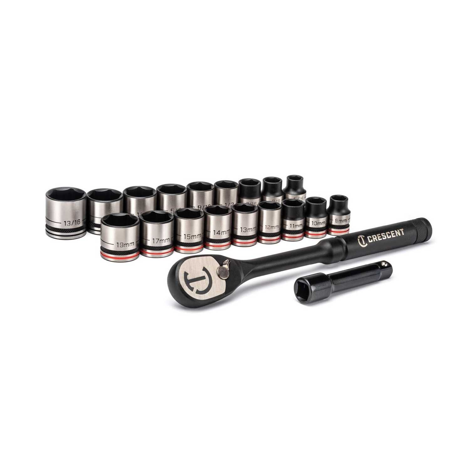 Crescent 3/8 in. drive Metric and SAE 6 Point Socket Wrench Set 20 pc