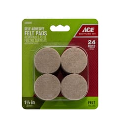Ace Felt Self Adhesive Protective Pad Brown Round 1-1/2 in. W 24 pk