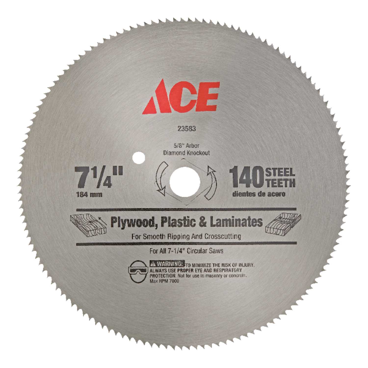 Ace 7 1 4 In Dia X 5 8 In Steel Circular Saw Blade 140 Teeth 1