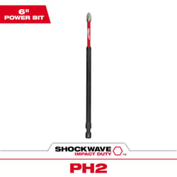 Milwaukee Shockwave Phillips #2 X 6 in. L Screwdriver Bit Steel 1 pc
