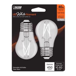 Feit White Filament A15 E26 (Medium) Filament LED Bulb Soft White 40 Watt Equivalence 2 pk