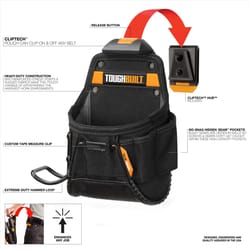 ToughBuilt 9.5 in. W X 10 in. H Project Pouch/Hammer Loop 6 pocket Black/Yellow 1 pc