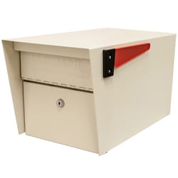 Mail Boss Mail Manager Modern Galvanized Steel Post Mount White Locking Mailbox