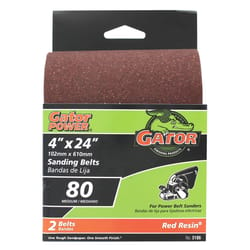 Gator 24 in. L X 4 in. W Aluminum Oxide Sanding Belt 80 Grit Medium 2 pc