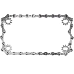 Custom Accessories Silver Metal Chain Motorcycle License Plate Frame