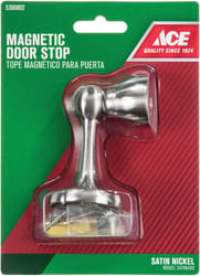 Ace 2.5 in. H Metal Satin Nickel Silver Magnetic Door Stop Mounts to door