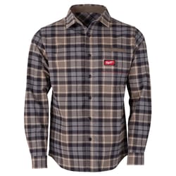 Milwaukee Gridiron XXL Long Sleeve Men's Collared Gray Flannel Shirt