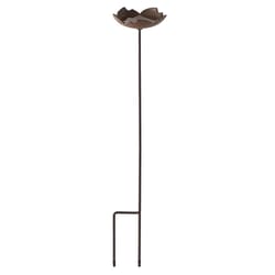 Zingz & Thingz Bronze Cast Iron 26.75 in. Flower Bird Bath