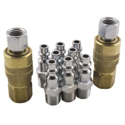 Milton Brass/Steel Air Coupler and Plug Set 1/4 in. 12 pc