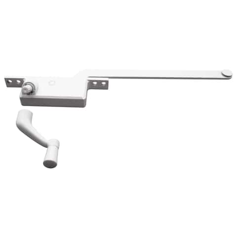 Prime-Line White Steel Left Single-Arm Casement Window Operator For Steel Framed Windows Prime-Line White Steel Left Single-Arm Casement Window Operator For Steel Framed Windows