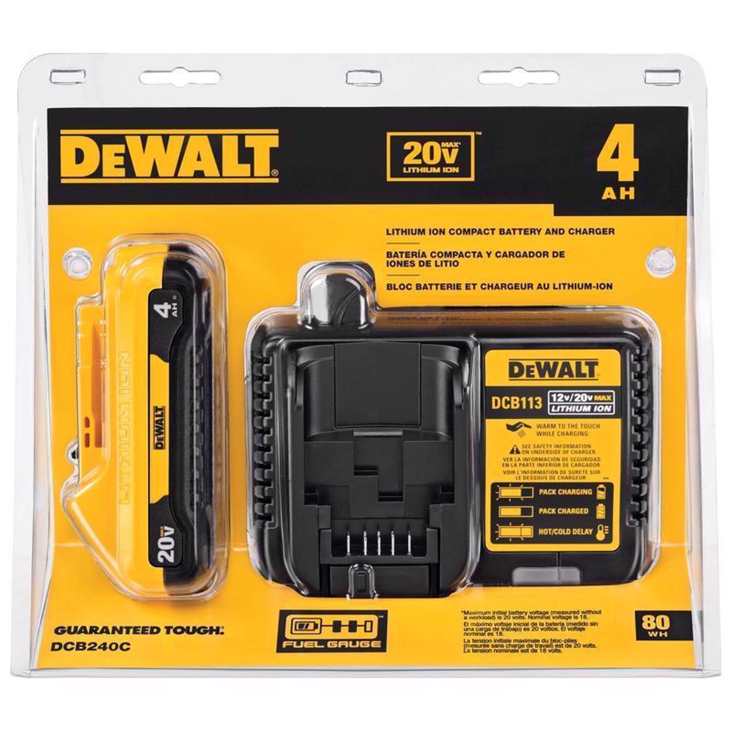 Photos - Power Tool Battery DeWALT 20V MAX DCB240C 4 Ah Lithium-Ion Compact Battery and Charger Starte 