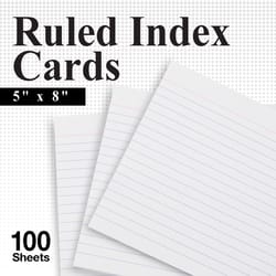 Bazic Products 5 in. H X 8 in. W Ruled Index Cards White 100 pk