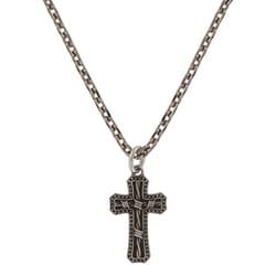 Montana Silversmiths Men's Barbed Wire Cross Silver Necklace Stainless Steel Water Resistant